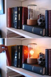 It lights up when you move the book.   